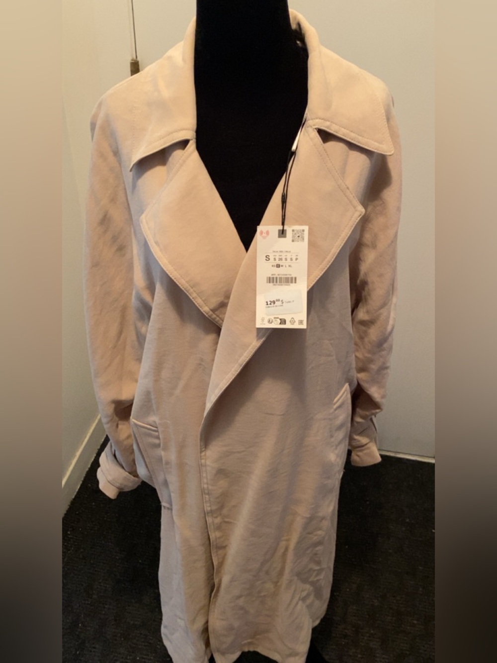 Beige Long Trench Coat Zara Size S